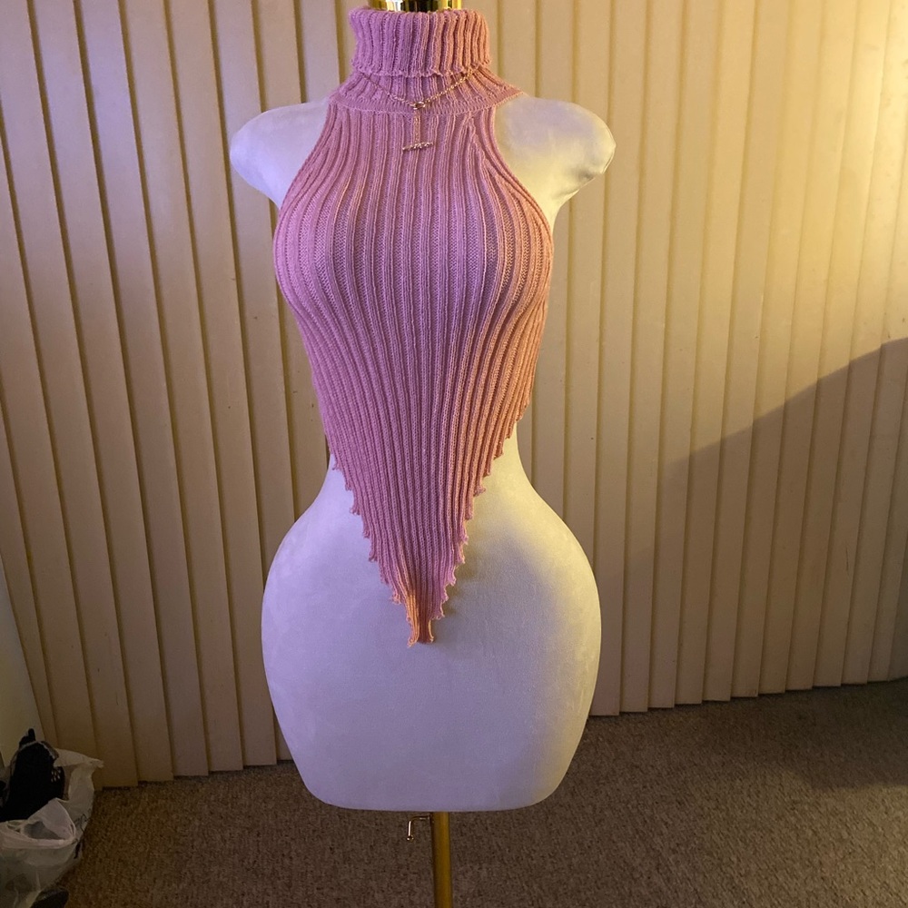Mauve Ribbed Halter Top - Picture 3 of 4